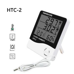 LCD 디지털 온도 측정기 HTC-2 홈 실내 야외 날씨 역 시계