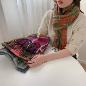 여자 겨울 컬러풀 체크 격자 넥워머 머플러 목도리