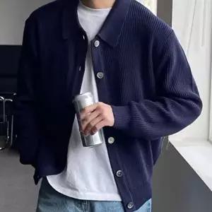 하찌 니트 카라 가디건 남성 3컬러 베이직 간절기 아우터 클래식 데일리-WFR1W5N