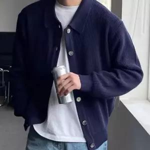 하찌 니트 카라 가디건 남성 3컬러 베이직 간절기 아우터 클래식 ...