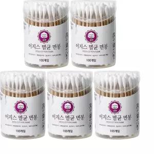 이지스 순면 멸균면봉 100개입 원형 x 5개세트 LWFP7U1O 대용량면봉 아기면봉
