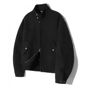 TRILLION 울 엘보우 패치 2WAY 해링턴 자켓 (BLACK)