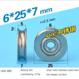 도르래 25 7mm U형 그루브 풀리 스테인레스 스틸 와이어 로프 베어링 방수 방지 롤러