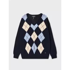후아유 V-neck Argyle Pullover WHKAG4823F