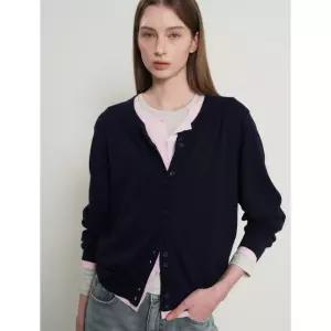 제너럴아이디어 더블 레이어드 크루넥 가디건 NAVY GF1LKC509