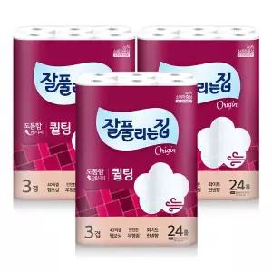 잘풀리는집 더도톰한3겹퀼팅 화장지 30Mx24롤 3팩 638582