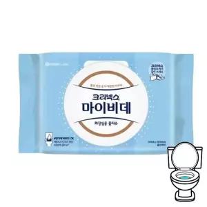마이비데 물티슈 대용량 캡형 60매 x 12팩 클린케어 화장실용 비데용 물에녹는 비데