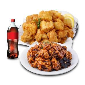 (호식이두마리) (순살SET) 후라이드+딥블랙갈릭치킨+콜라1.25L