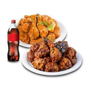 (호식이두마리) (응원두배세트) 양념치킨+딥블랙갈릭치킨+콜라1.25L
