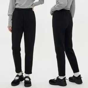 [옷자락]옷자락 여성 검정 하이웨이스트 스트레이트 트레이닝 바지 미니멀