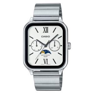 CASIO 표준 MTP-M305D-7A2 아날로그 남성용 달 위상 사각 시계, 실버, 팔찌형