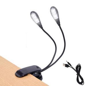 음악 스탠드 조명, LED 북라이트 1/2/4/10 팩 클립, USB 및 AAA 배터리 작동, 침대 내 독서등, 4단계 밝기, 뮤지션, 피아노 연주자, 악보, 여행(듀얼 암)에