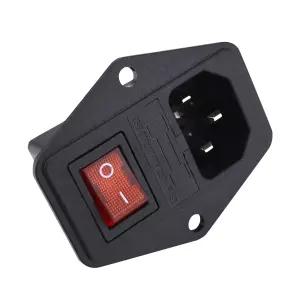 URBEST 흡입 모듈 플러그 5A 퓨즈 스위치 남성 전원 소켓 10A 250V 3핀 IEC320 C14