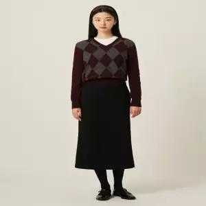롱 H라인 스커트 블랙 (BF5927C525)