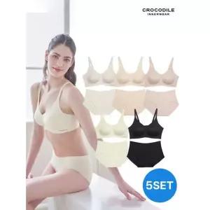 크로커다일 이너웨어 에어로쿨 인견쉘론 스트랩 심리스브라팬티 10종세트 CDIJ025 001394736