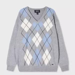 후아유 여성 V-neck Argyle Pullover WHKAG4823F