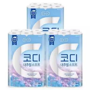 코디 친환경 3겹 내추럴소프트 27m 30롤 3개