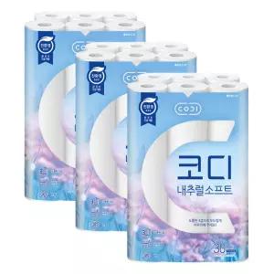 코디 내추럴소프트 화장지 27m 30롤 3팩