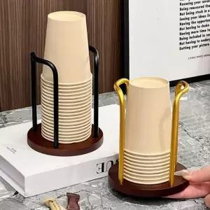 (색상1 싱글)종이컵 거치대 디스펜서 탕비실 정리대 원목 컵홀더