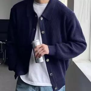 [하프클럽/]하찌 니트 카라 가디건 남성 3컬러 베이직 간절기 아우터 클래식