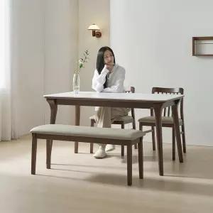루나 포세린 세라믹 원목 4인 식탁세트 1400 의자+벤치형 IKLN1A