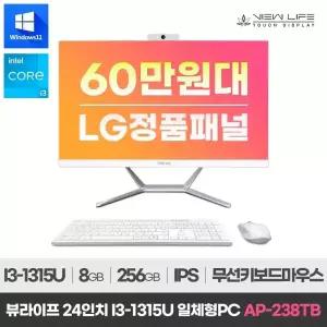 뷰라이프 일체형PC 24형 i3-13 올인원PC 윈도우11 RAM 8G Win11 pro 웹캠포함 무선키보드마우스 AP-238TB