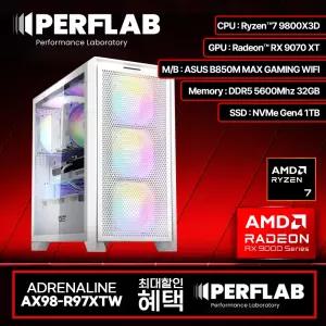 라이젠7 9800X3D RX9070XT 16GB 게이밍 컴퓨터 어드레날린 AX98-R97XTW 라데온 그래픽카드 AMD 데스크탑 조립 PC 본체
