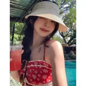 심플 데일리 밀짚 썬캡