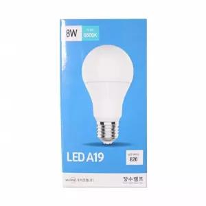 생활 장수램프 LED 삼파장 A19 E26 전구 8W 주광색 6500K 형광등색 엘이디 서치A