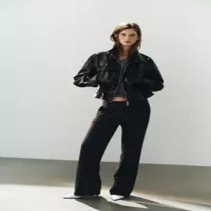 ZARA 페이크 레더 허리 조절 재킷 - 블랙 4749/706/800