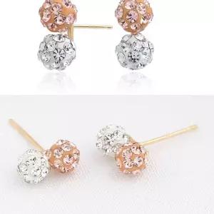 14K 골드 큐빅 미러볼 금 귀걸이 ha97763 14K귀걸이 더블볼