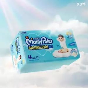 마미포코 팬티형 기저귀 하이퍼드라이팬티 3팩 1박스 선택하기 MNS
