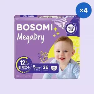 보솜이 팬티 기저귀 메가드라이 특대형 공용 26개입 4팩 MNS