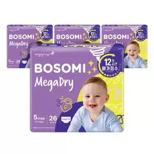 보솜이 팬티형 기저귀 메가드라이 특대형 26개입 4팩 GST MNS