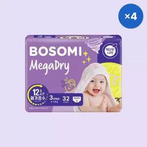 보솜이 팬티형 기저귀 메가드라이 중형 공용 32개입 4팩 MNS