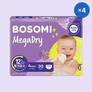 보솜이 팬티형 기저귀 공용 메가드라이 대형 30개입 4팩 MNS