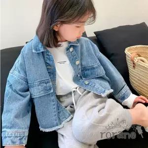 여아 로 크롭 주니어 청자켓 아동 유아옷