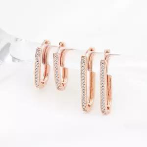 로 14K 금침 큐빅 데일리 원터치링 귀걸이 여성 드롭