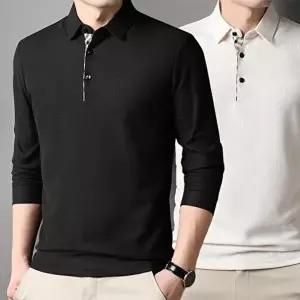 남성캐주얼룩 카라티 티셔츠 환절기긴팔 남성카라티 댄디와플 카라티셔츠 간절기