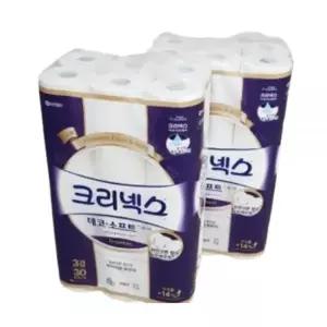 크리넥스 3겹 데코앤소프트 화이트 25m 30롤, 2팩