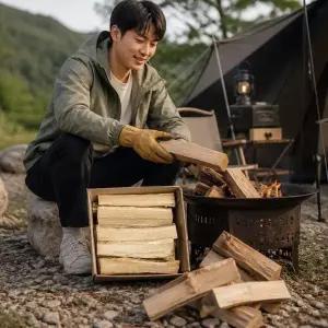 [제이큐]캠핑용 땔감 10KG 기계식건조 참나무 장작 벽난로 숯 바베큐 캠프파