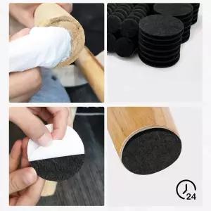 의자용 자체 접착식 검정색 펠트 패드 60개 팩 가구 다리 보호대 3mm 두께 패드 긁힘 방지 및 소음 감소