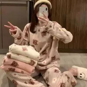 수면 여성 극세사 잠옷 곰돌이 귀여운 상하의 세트