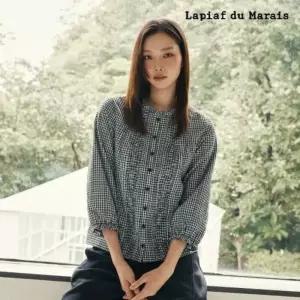 라삐아프 26FW 핀턱 볼륨 블라우스 2종(깅엄체크블랙)