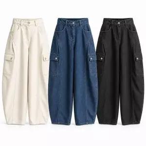 이상봉에디션 여성 26FW 커브드 카고 데님 팬츠