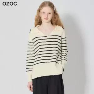 OZOC)] 오픈 칼라 스트라이프 니트 탑 택가격 74000원)