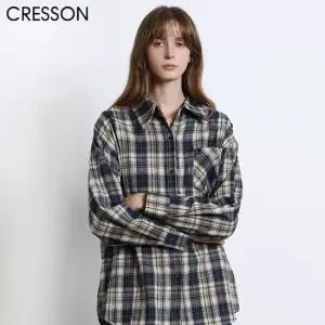 [크레송(CRESSON)] 브리티시 체크 셔츠 재킷 (택가격 159000원)