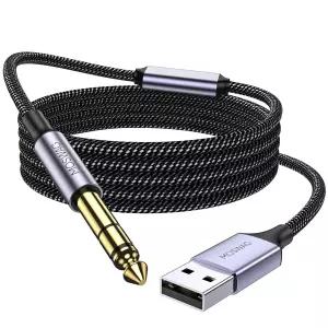 MOSWAG 3.3FT USB-6.35 오디오 케이블 기타 베이스 앰프 스피커 녹음 기능이 있는 Xbox/RockSmith는 제외