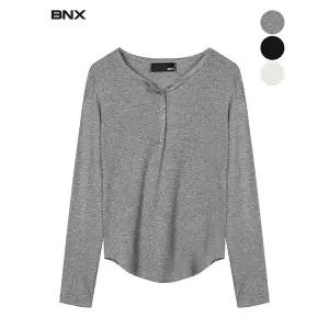 BNX 단추 골지 긴팔 티셔츠1421031