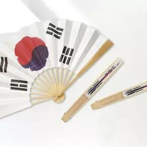 [옷자락]옷자락 미니멀 대형 태극기 대나무 실크 부채 미니멀